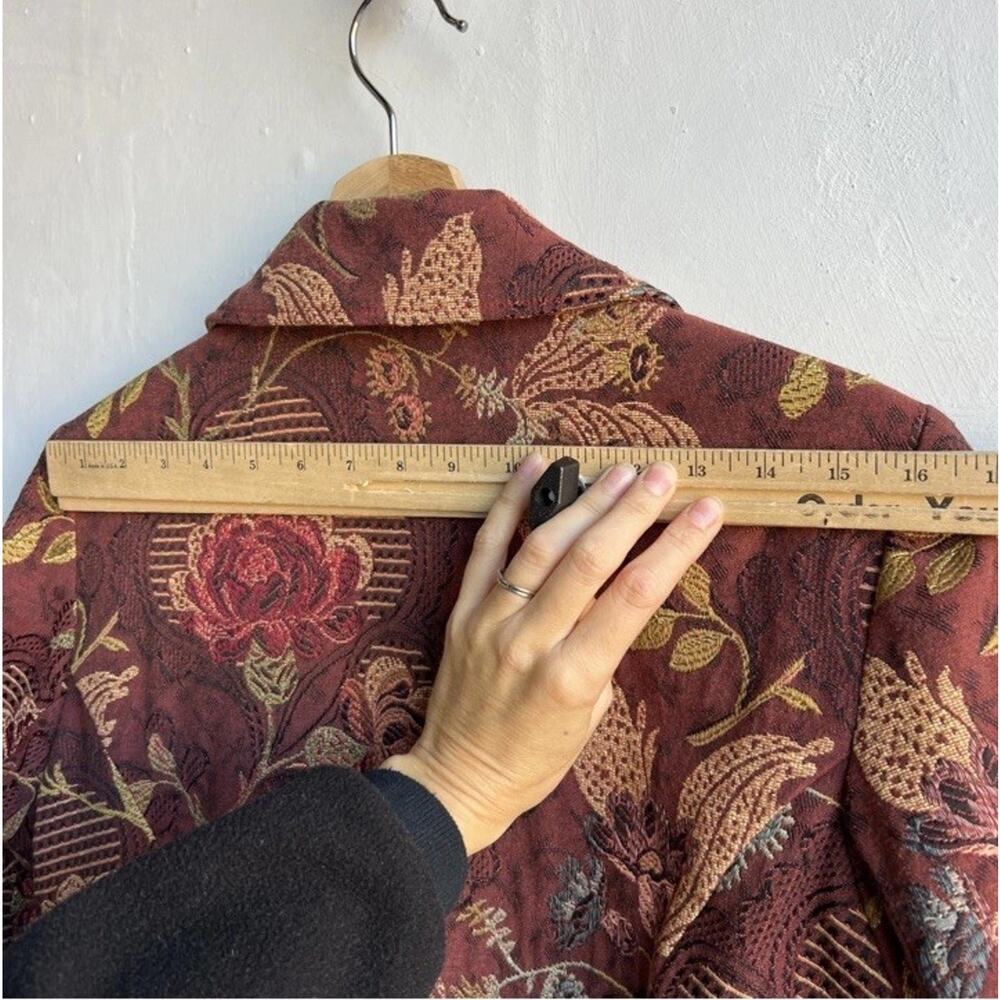 CAbi Womens 10 Floral Jacquard Long Blazer Coat Victorian Floral Elegant Wedding - Picture 6 of 14